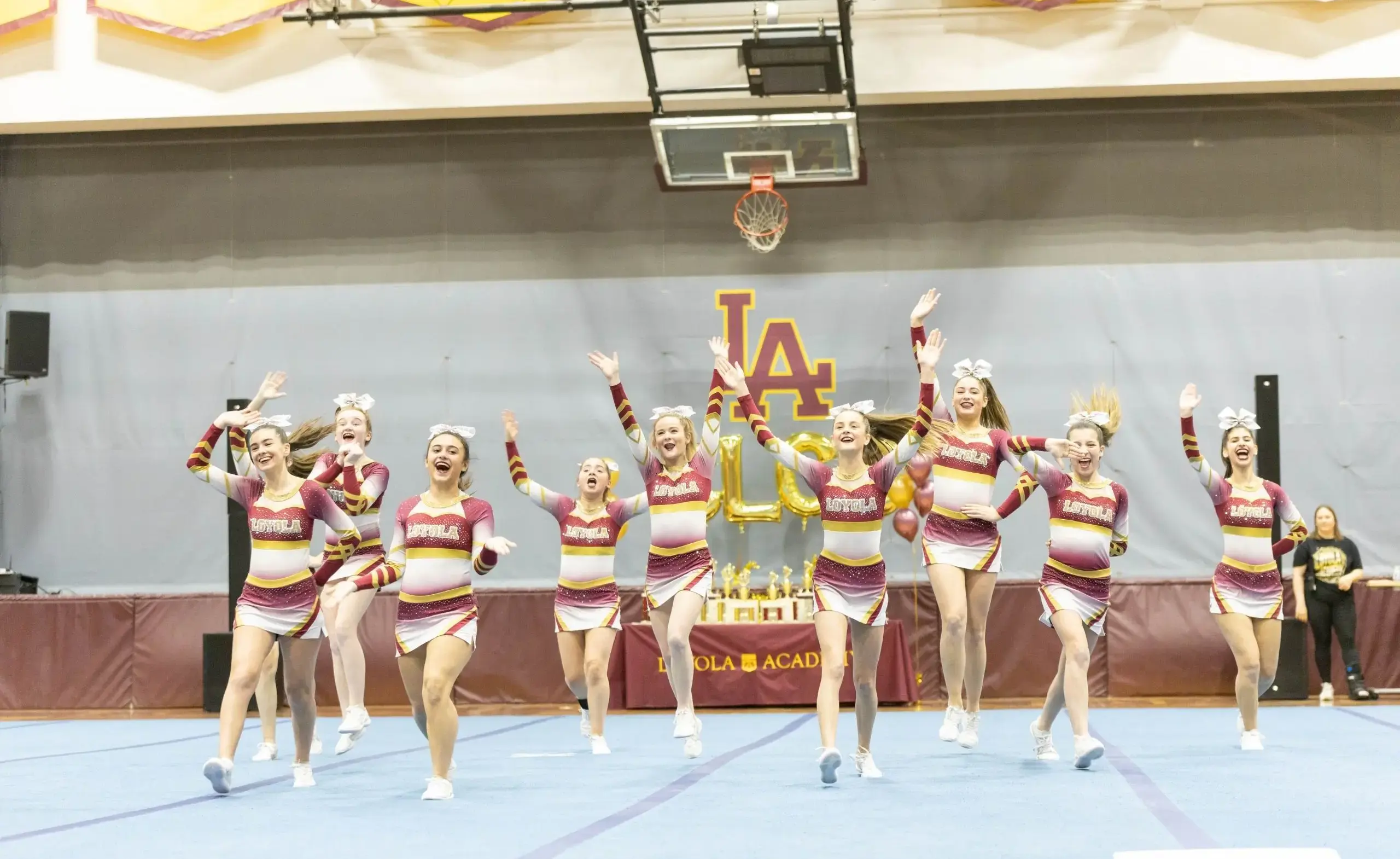 Students participating in competitive cheerleading
