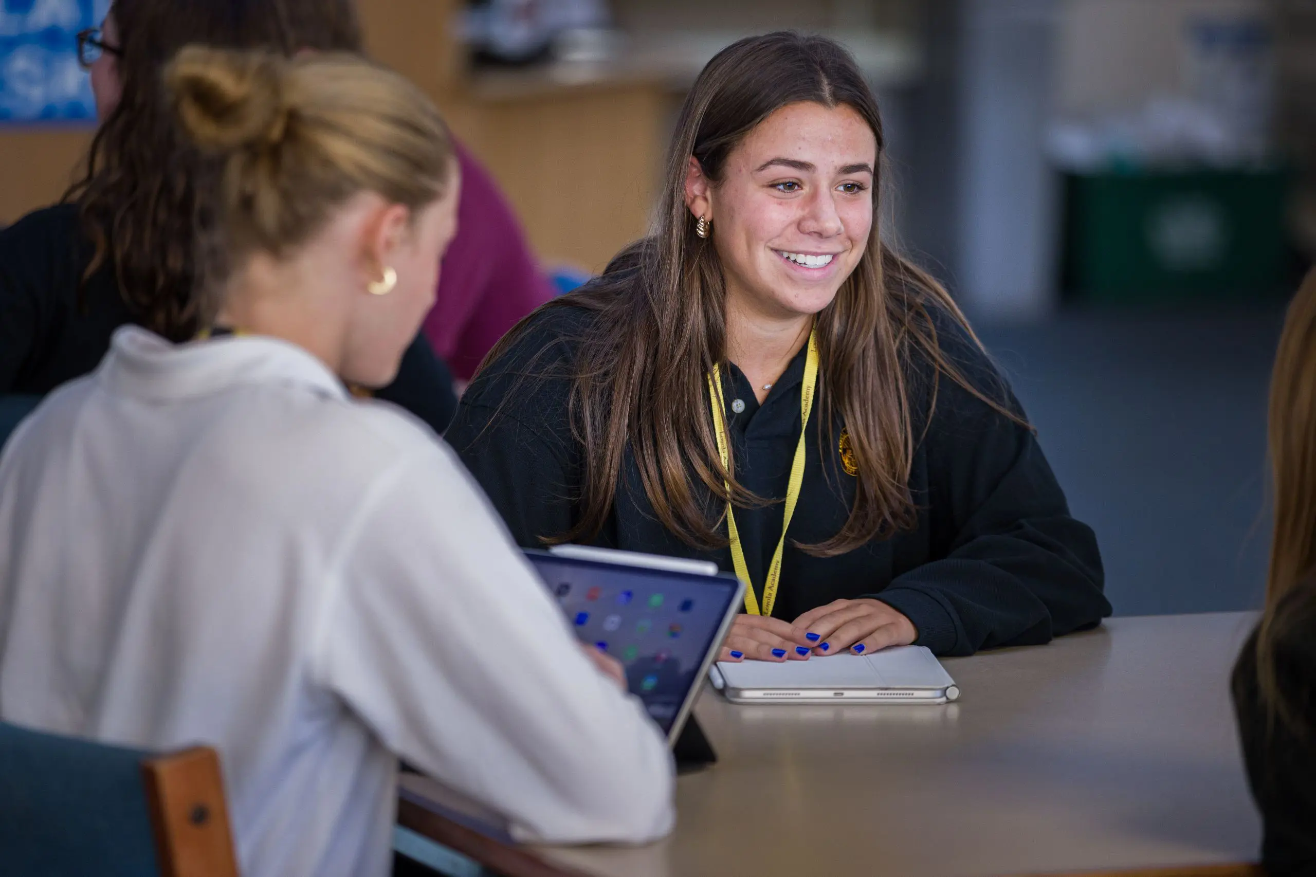 closeup of a girl in school smiling