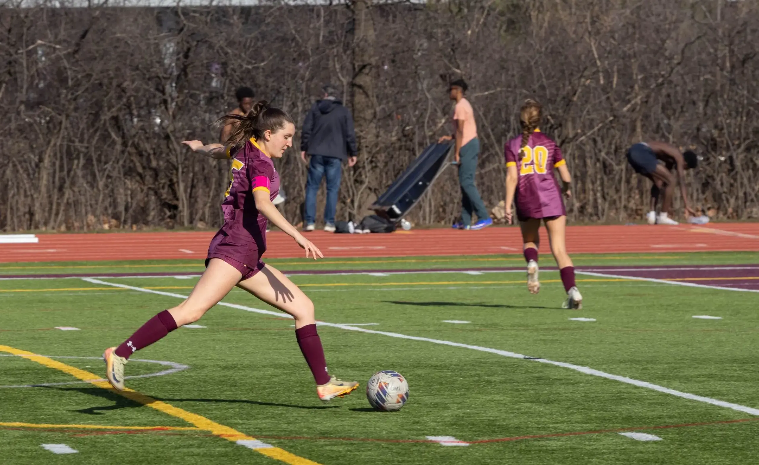 Students playing soccer