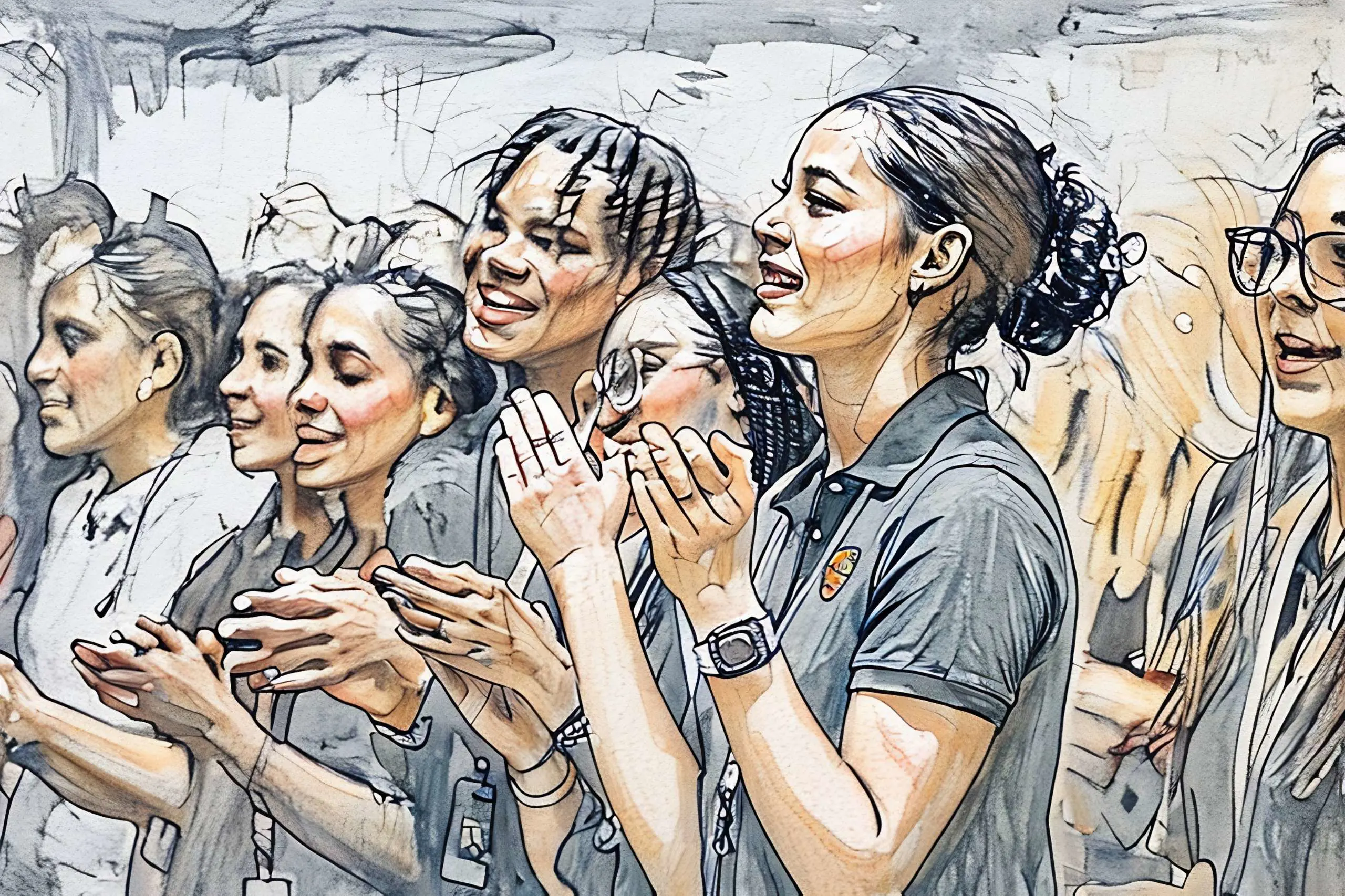 Group of Loyola Academy students singing during a school Mass celebration in the chapel.