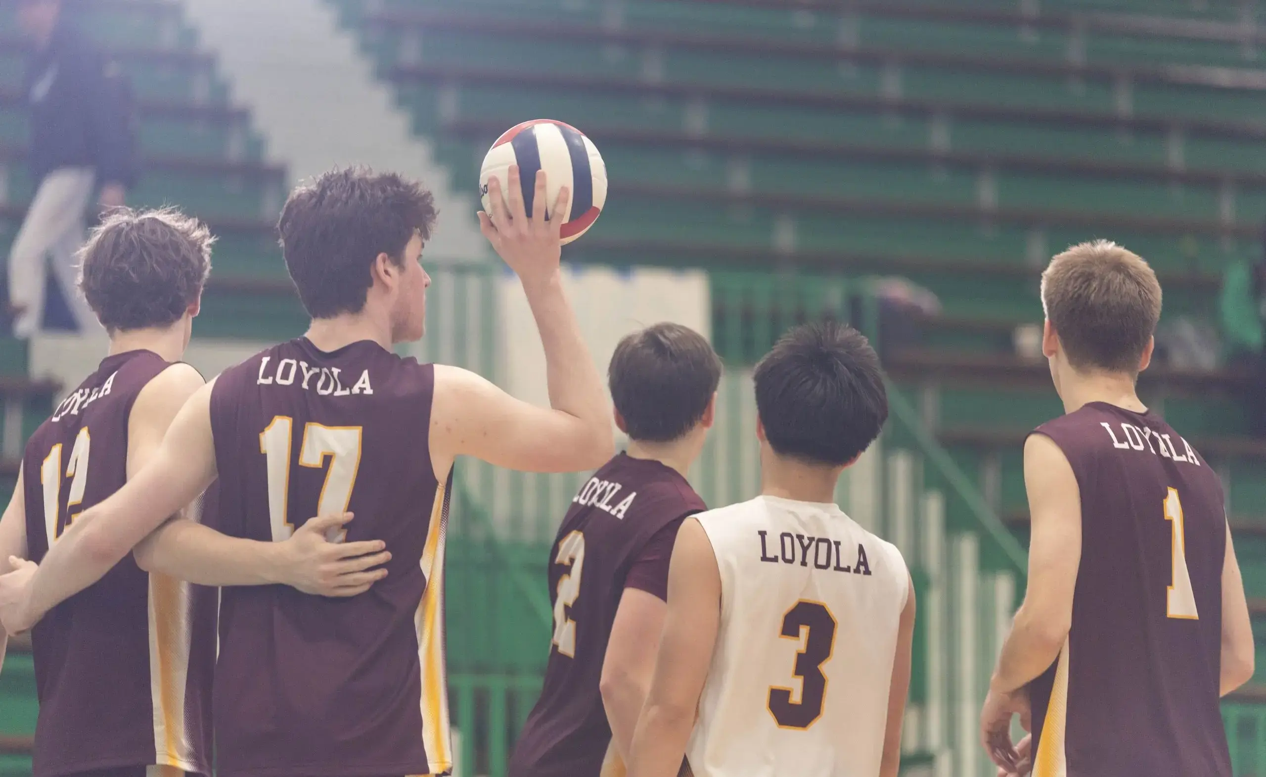 Students playing volleyball